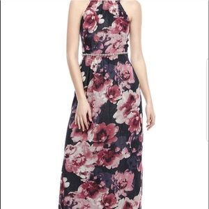 SLNY Multi Floral Double Layer Formal Dress